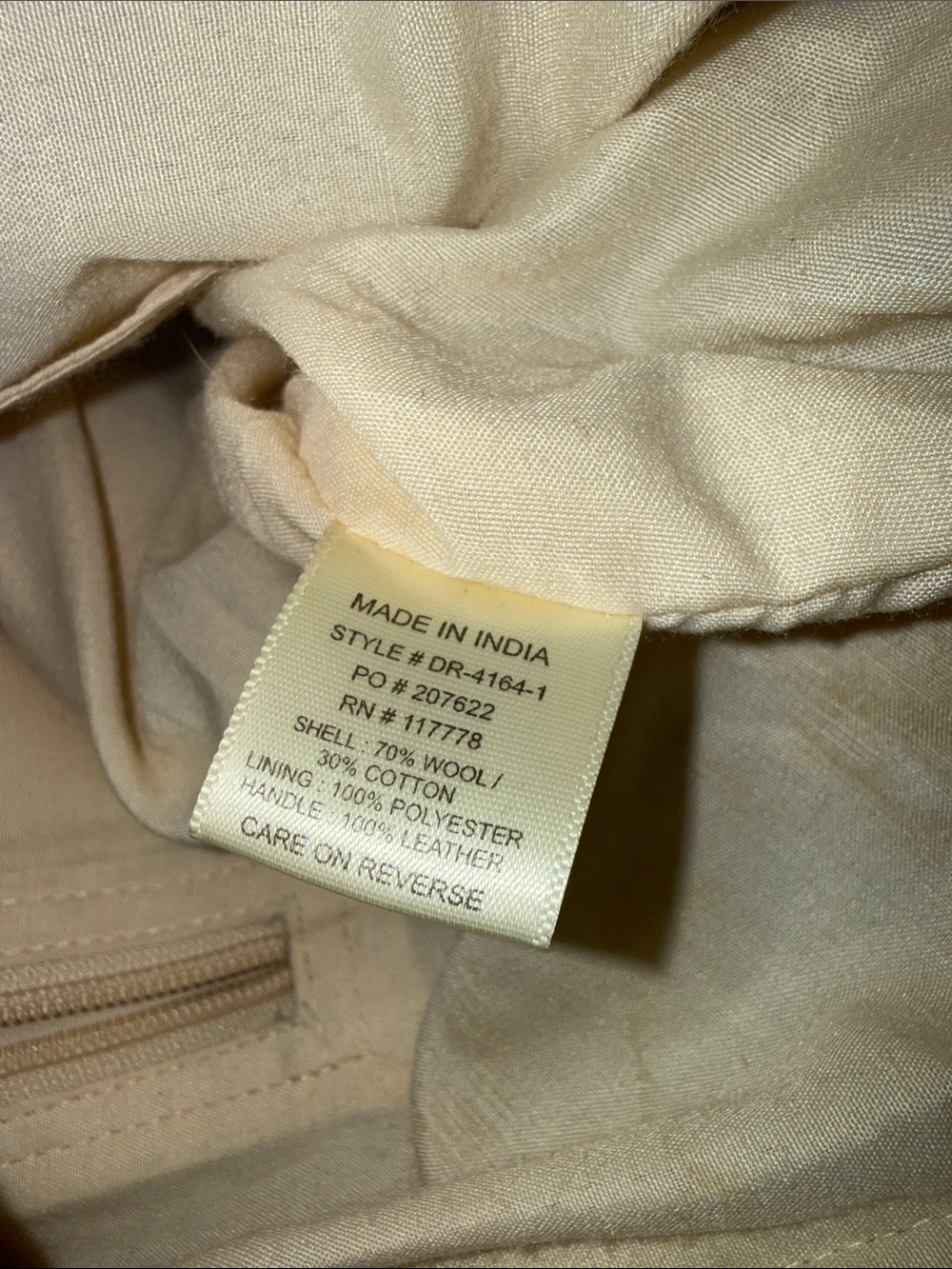 lovestitch Neutral Geo Tote with Dark Brown Straps - Picture 6 of 6